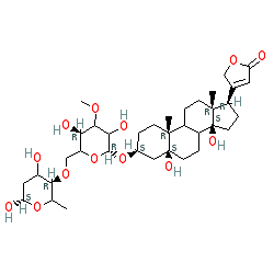 4-((3S,5S,8R,9S,10R,13R,14S,17R)-5,14-Dihydroxy-3-(((2R,4S,5R,6R)-4-methoxy-6-methyl-5-(((2S,3R,4S,5S,6R)-3,4,5-trihydroxy-6-(hydroxymethyl)tetrahydro-2H-pyran-2-yl)oxy)tetrahydro-2H-pyran-2-yl)oxy)-10,13-dimethylhexadecahydro-1H-cyclopenta[a]phenanthren-17-yl)furan-2(5H)-one chemical structure (CAS 13137-64-9)