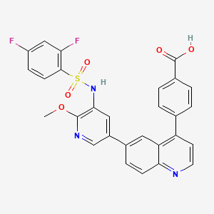 4-(6-(5-((2,4-Difluorophenyl)sulfonamido)-6-methoxypyridin-3-yl)quinolin-4-yl)benzoic acid chemical structure (CAS 1313994-59-0)