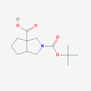 2-(tert-Butoxycarbonyl)octahydrocyclopenta[c]pyrrole-3a-carboxylic acid chemical structure (CAS 1314394-96-1)