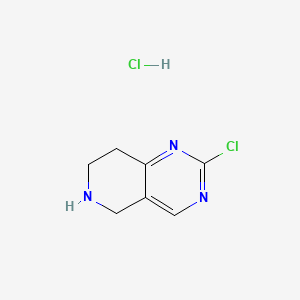 2-Chloro-5,6,7,8-tetrahydropyrido[4,3-d]pyrimidine hydrochloride chemical structure (CAS 1314723-39-1)