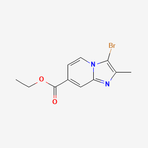 Ethyl 3-bromo-2-methylimidazo[1,2-a]pyridine-7-carboxylate chemical structure (CAS 1315362-89-0)