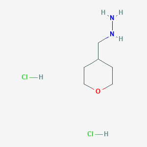 ((Tetrahydro-2H-pyran-4-yl)methyl)hydrazine dihydrochloride chemical structure (CAS 1315365-54-8)