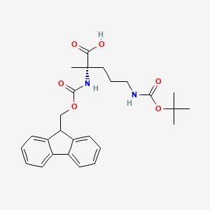 (S)-2-((((9H-Fluoren-9-yl)methoxy)carbonyl)amino)-5-((tert-butoxycarbonyl)amino)-2-methylpentanoic acid chemical structure (CAS 1315449-95-6)