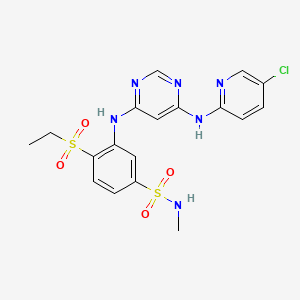3-((6-((5-Chloropyridin-2-yl)amino)pyrimidin-4-yl)amino)-4-(ethylsulfonyl)-N-methylbenzenesulfonamide chemical structure (CAS 1316059-00-3)