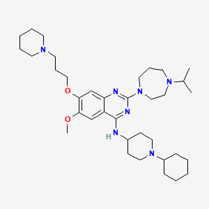 N-(1-Cyclohexylpiperidin-4-yl)-2-(4-isopropyl-1,4-diazepan-1-yl)-6-methoxy-7-(3-(piperidin-1-yl)propoxy)quinazolin-4-amine chemical structure (CAS 1320288-17-2)