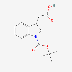 2-{1-[(tert-butoxy)carbonyl]-2,3-dihydro-1H-indol-3-yl}acetic acid chemical structure (CAS 1321843-22-4)