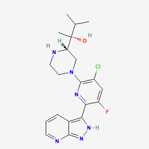 (R)-2-((S)-4-(3-Chloro-5-fluoro-6-(1H-pyrazolo[3,4-b]pyridin-3-yl)pyridin-2-yl)piperazin-2-yl)-3-methylbutan-2-ol chemical structure (CAS 1321924-70-2)