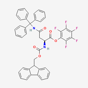 (S)-Perfluorophenyl 2-((((9H-fluoren-9-yl)methoxy)carbonyl)amino)-4-oxo-4-(tritylamino)butanoate chemical structure (CAS 132388-64-8)