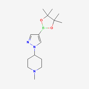 1-Methyl-4-(4-(4,4,5,5-tetramethyl-1,3,2-dioxaborolan-2-yl)-1H-pyrazol-1-yl)piperidine chemical structure (CAS 1323919-64-7)