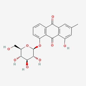 1-Hydroxy-3-methyl-8-(((2S,3R,4S,5S,6R)-3,4,5-trihydroxy-6-(hydroxymethyl)tetrahydro-2H-pyran-2-yl)oxy)anthracene-9,10-dione chemical structure (CAS 13241-28-6)