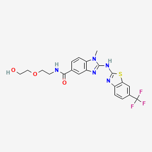 N-(2-(2-Hydroxyethoxy)ethyl)-1-methyl-2-((6-(trifluoromethyl)benzo[d]thiazol-2-yl)amino)-1H-benzo[d]imidazole-5-carboxamide chemical structure (CAS 1325721-55-8)