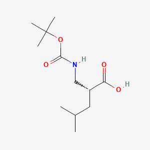 (R)-2-(((tert-Butoxycarbonyl)amino)methyl)-4-methylpentanoic acid chemical structure (CAS 132605-96-0)