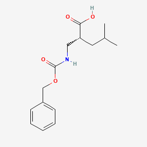 (R)-2-((((Benzyloxy)carbonyl)amino)methyl)-4-methylpentanoic acid chemical structure (CAS 132606-01-0)