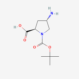 (2R,4S)-4-Amino-1-(tert-butoxycarbonyl)pyrrolidine-2-carboxylic acid chemical structure (CAS 132622-78-7)