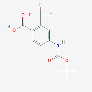 4-((tert-Butoxycarbonyl)amino)-2-(trifluoromethyl)benzoic acid chemical structure (CAS 1326229-55-3)
