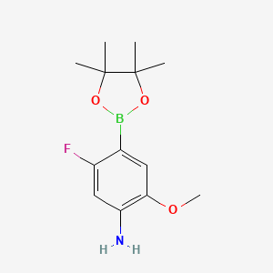 5-Fluoro-2-methoxy-4-(4,4,5,5-tetramethyl-1,3,2-dioxaborolan-2-yl)aniline chemical structure (CAS 1326283-60-6)