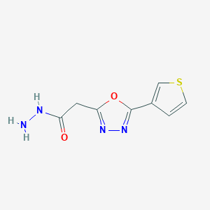2-(5-(Thiophen-3-yl)-1,3,4-oxadiazol-2-yl)acetohydrazide chemical structure (CAS 1326942-98-6)