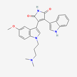3-(1-(3-(Dimethylamino)propyl)-5-methoxy-1H-indol-3-yl)-4-(1H-indol-3-yl)-1H-pyrrole-2,5-dione chemical structure (CAS 133053-19-7)