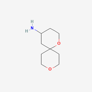1,9-Dioxaspiro[5.5]undecan-4-amine chemical structure (CAS 1330756-19-8)