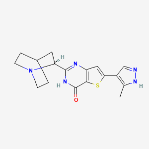 (S)-6-(3-Methyl-1H-pyrazol-4-yl)-2-(quinuclidin-2-yl)thieno[3,2-d]pyrimidin-4(1H)-one chemical structure (CAS 1330782-76-7)