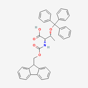 (2S,3R)-2-((((9H-Fluoren-9-yl)methoxy)carbonyl)amino)-3-(trityloxy)butanoic acid chemical structure (CAS 133180-01-5)
