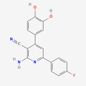 2-Amino-4-(3,4-dihydroxyphenyl)-6-(4-fluorophenyl)nicotinonitrile chemical structure (CAS 1332184-63-0)