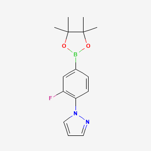 1-(2-Fluoro-4-(4,4,5,5-tetramethyl-1,3,2-dioxaborolan-2-yl)phenyl)-1H-pyrazole chemical structure (CAS 1332334-01-6)