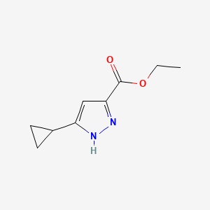 Ethyl 5-cyclopropyl-1H-pyrazole-3-carboxylate chemical structure (CAS 133261-06-0)