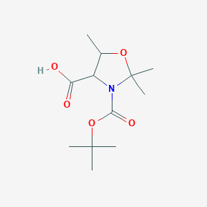 3-(tert-Butoxycarbonyl)-2,2,5-trimethyloxazolidine-4-carboxylic acid chemical structure (CAS 1334146-00-7)