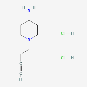 1-(But-3-yn-1-yl)piperidin-4-amine dihydrochloride chemical structure (CAS 1334148-24-1)