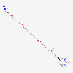 N-(23-Azido-3,6,9,12,15,18,21-heptaoxatricosyl)-5-((3aS,4S,6aR)-2-oxohexahydro-1H-thieno[3,4-d]imidazol-4-yl)pentanamide chemical structure (CAS 1334172-75-6)