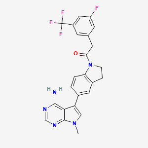 1-(5-(4-Amino-7-methyl-7H-pyrrolo[2,3-d]pyrimidin-5-yl)indolin-1-yl)-2-(3-fluoro-5-(trifluoromethyl)phenyl)ethan-1-one chemical structure (CAS 1337531-89-1)