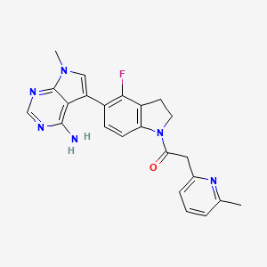 1-(5-(4-Amino-7-methyl-7H-pyrrolo[2,3-d]pyrimidin-5-yl)-4-fluoroindolin-1-yl)-2-(6-methylpyridin-2-yl)ethanone chemical structure (CAS 1337532-29-2)
