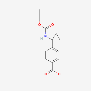 Methyl 4-(1-((tert-butoxycarbonyl)amino)cyclopropyl)benzoate chemical structure (CAS 1338243-88-1)