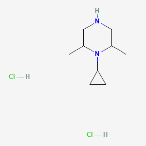 1-Cyclopropyl-2,6-dimethylpiperazine dihydrochloride chemical structure (CAS 1338435-11-2)