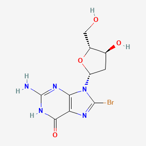 2-Amino-8-bromo-9-((2R,4S,5R)-4-hydroxy-5-(hydroxymethyl)tetrahydrofuran-2-yl)-1H-purin-6(9H)-one chemical structure (CAS 13389-03-2)