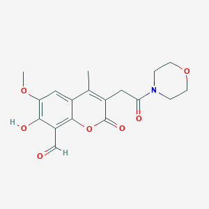 7-Hydroxy-6-methoxy-4-methyl-3-(2-morpholino-2-oxoethyl)-2-oxo-2H-chromene-8-carbaldehyde chemical structure (CAS 1338934-59-0)