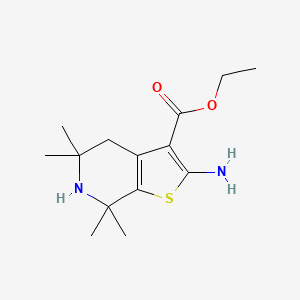 Ethyl 2-amino-5,5,7,7-tetramethyl-4,5,6,7-tetrahydrothieno[2,3-c]pyridine-3-carboxylate chemical structure (CAS 133894-40-3)