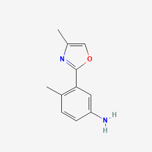 4-Methyl-3-(4-methyloxazol-2-yl)aniline chemical structure (CAS 1339691-72-3)