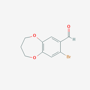 8-Bromo-3,4-dihydro-2H-benzo[b][1,4]dioxepine-7-carbaldehyde chemical structure (CAS 1340157-48-3)