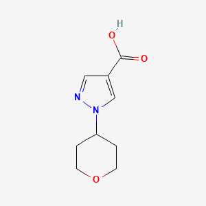1-(Tetrahydro-2H-pyran-4-yl)-1H-pyrazole-4-carboxylic acid chemical structure (CAS 1340372-11-3)