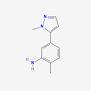 2-Methyl-5-(1-methyl-1H-pyrazol-5-yl)aniline chemical structure (CAS 1340579-27-2)