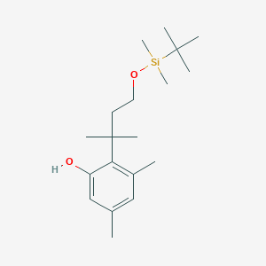 2-(4-((tert-Butyldimethylsilyl)oxy)-2-methylbutan-2-yl)-3,5-dimethylphenol chemical structure (CAS 134098-64-9)