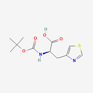 (R)-2-((tert-Butoxycarbonyl)amino)-3-(thiazol-4-yl)propanoic acid chemical structure (CAS 134107-69-0)