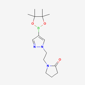 1-(2-(4-(4,4,5,5-Tetramethyl-1,3,2-dioxaborolan-2-yl)-1H-pyrazol-1-yl)ethyl)pyrrolidin-2-one chemical structure (CAS 1342834-87-0)