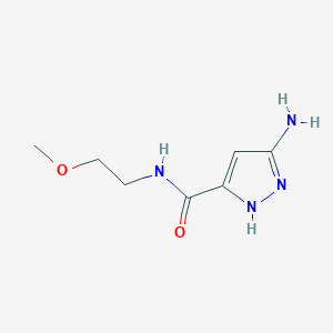 3-Amino-N-(2-methoxyethyl)-1H-pyrazole-5-carboxamide chemical structure (CAS 1342836-84-3)