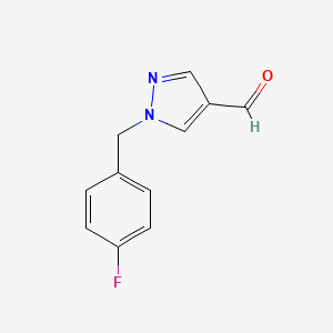 1-(4-Fluorobenzyl)-1H-pyrazole-4-carbaldehyde chemical structure (CAS 1342979-38-7)