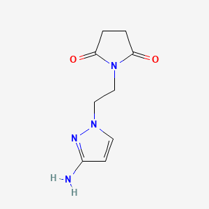1-(2-(3-Amino-1H-pyrazol-1-yl)ethyl)pyrrolidine-2,5-dione chemical structure (CAS 1343387-39-2)