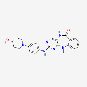2-((4-(4-Hydroxypiperidin-1-yl)phenyl)amino)-11-methyl-5,11-dihydro-6H-benzo[e]pyrimido[5,4-b][1,4]diazepin-6-one chemical structure (CAS 1345098-78-3)