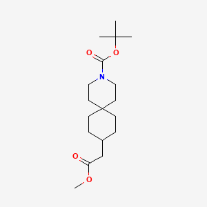 tert-Butyl 9-(2-methoxy-2-oxoethyl)-3-azaspiro[5.5]undecane-3-carboxylate chemical structure (CAS 1346229-41-1)
